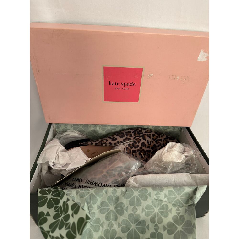 Kate Spade Loretta Leopard Mules NIB Taupe Multi Pointed Toe 10B - Picture 4 of 13